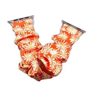 Orange white flowers scrunchie watch replacement band